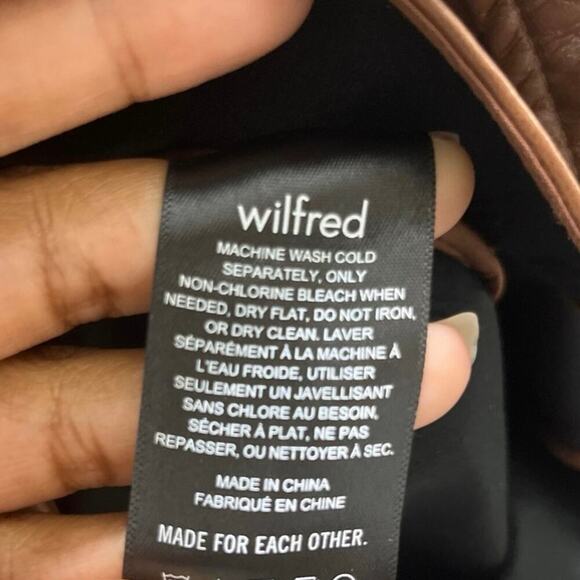 NWT Wilfred Aritzia Cognac The Ganna™ Shirt Jacket Vegan Leather Sz XS - Picture 7 of 9